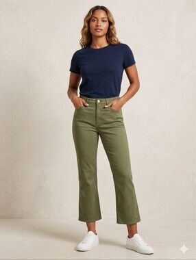 J.Crew Billie Garment-dyed demi-boot crop pants  Comfort Stretch Jeans green 28